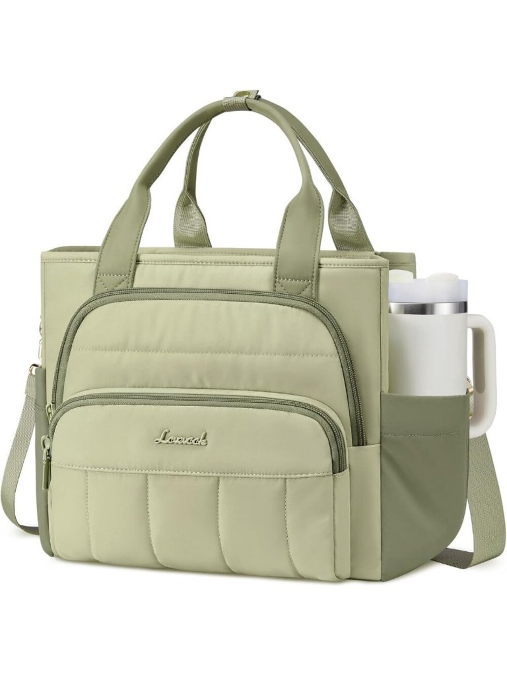 Stylish Puffer Lunch Bag for Women, 13L Insulated Tote for Work, Green